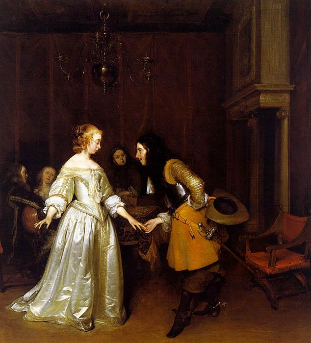 Gerard Ter Borch An Officer Making his Bow to a Lady France oil painting art